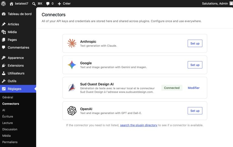 Sud Ouest Design IA Local une extension WordPress pour intégrer IA